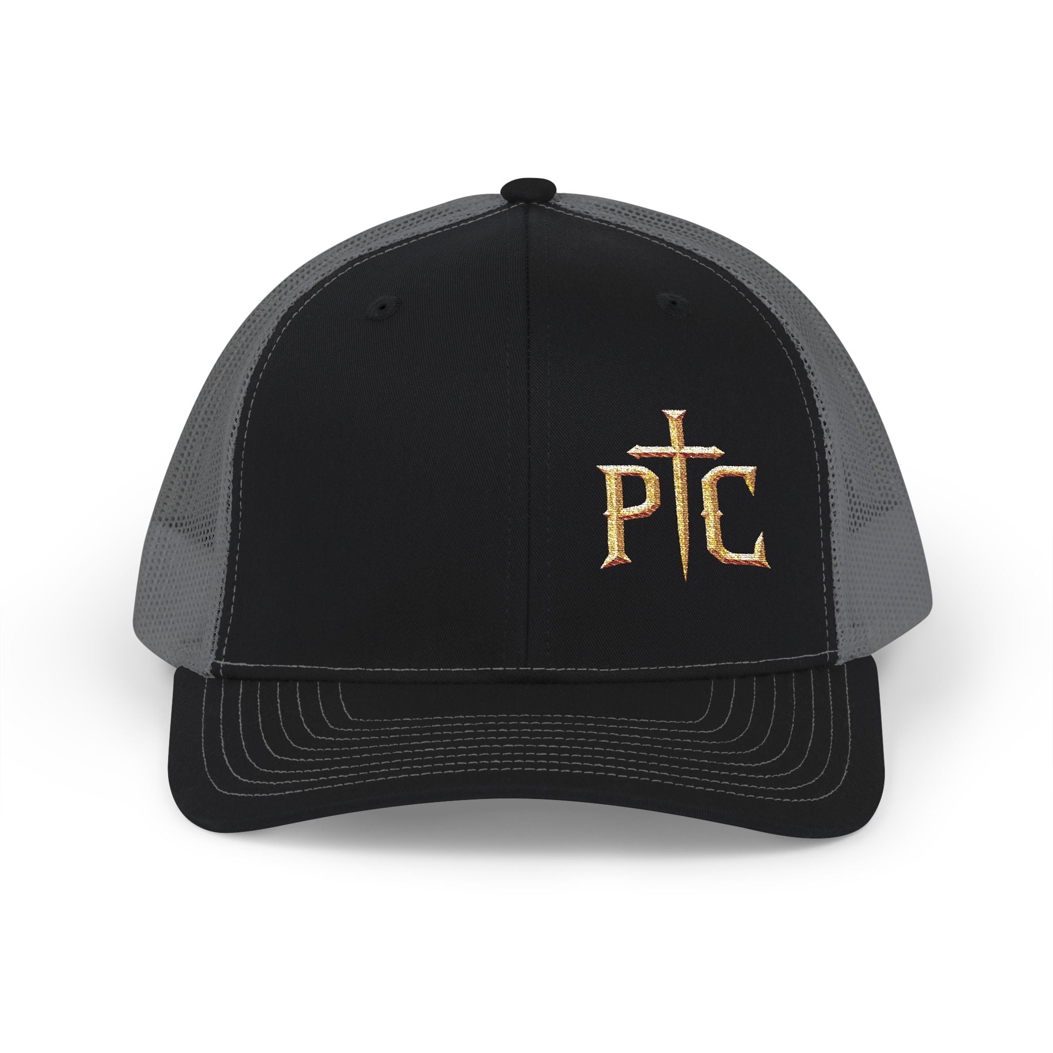 PTC Outdoors Richardson 112 Trucker Hat-Gold Embroidered Logo