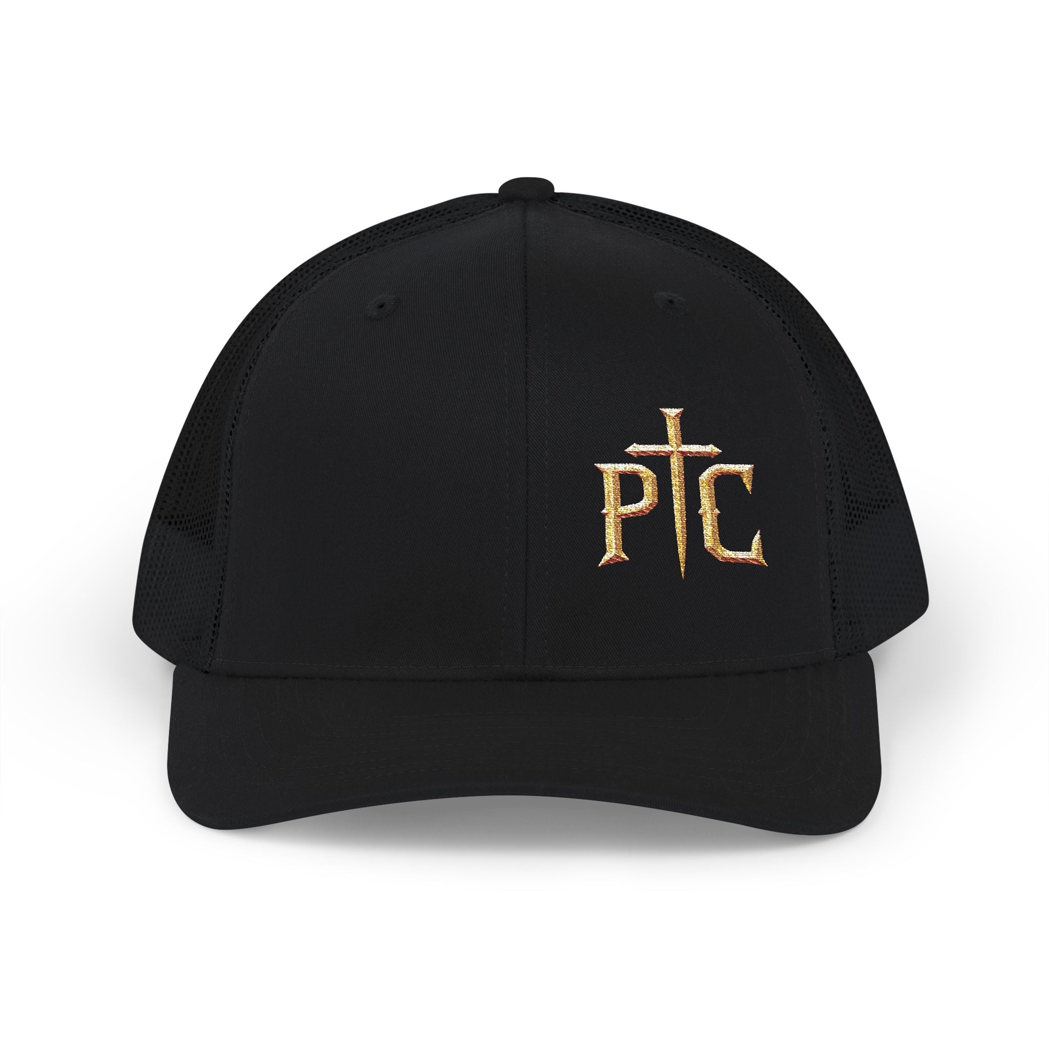 PTC Outdoors Richardson 112 Trucker Hat-Gold Embroidered Logo